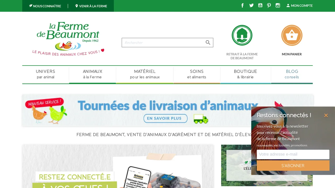 Page d’accueil du site de La Ferme de Beaumont