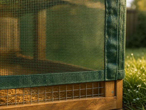 Détail de la maille et du liseré renforcé du filet de protection